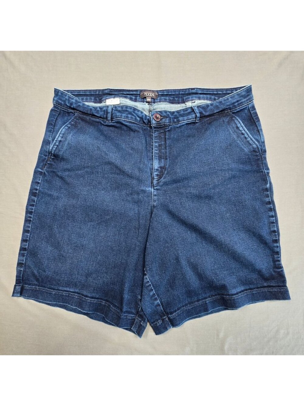 NYDJ Womens 18W Shorts Blue Denim Lift Tuck Stretch Pockets Casual Plus Size